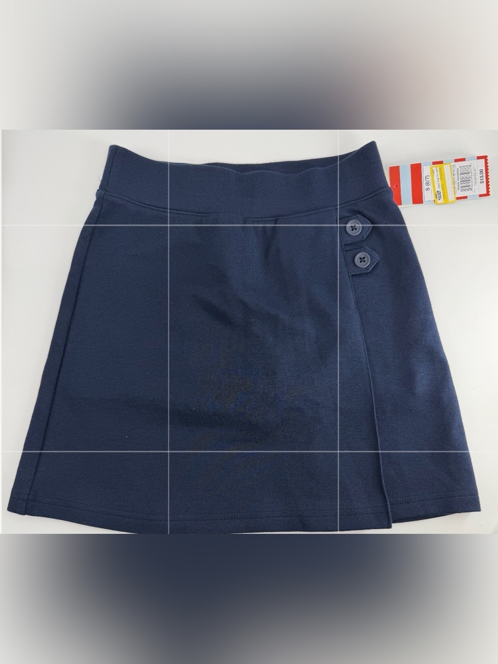 Cat & Cat Navy Girls' Navy Faux-Wrap Skort with Side Buttons- School Uniform